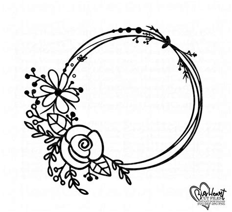 Floral Wreath Svg Png Jpg Dxf Flower Wreath Monogram - Etsy