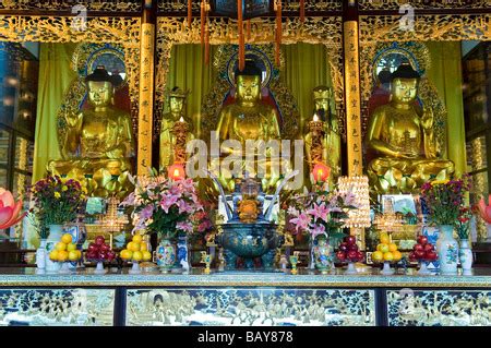 Altar inside the Tian Tan Buddha Temple located at Ngong Ping, Lantau Island, in Hong Kong Stock ...