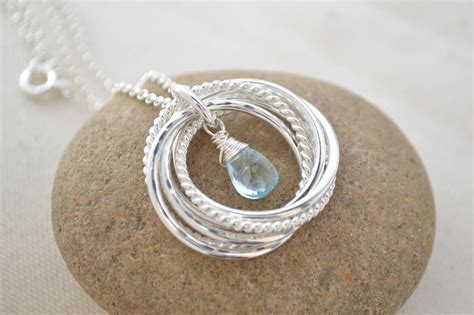 60th Birthday necklace for mom, December birthstone necklace, Blue topaz necklace, 6th ...