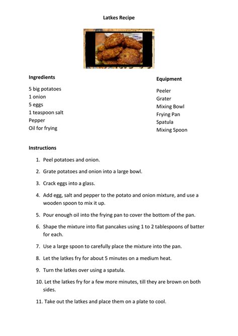 Hanukkah: Latkes Recipe - Inspire and Educate! By Krazikas