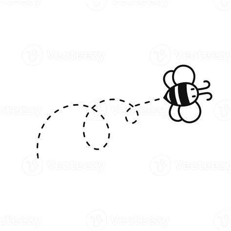 Bee flying path. A bee flying in a dotted line The flight path of a bee to honey. 14616189 PNG