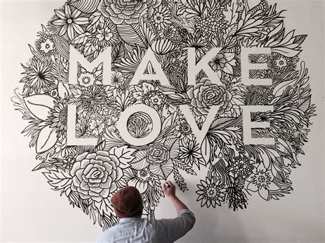 MAKE LOVE Mural | Mural art, Wall drawing, Mural design