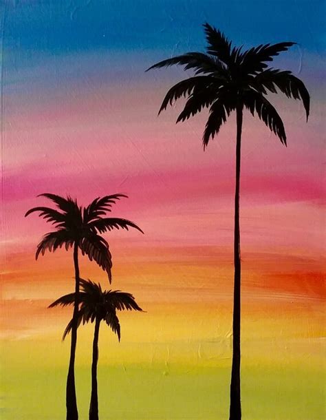 Sunset Palm Tree Painting 22 | Etsy