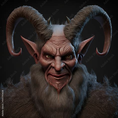 Krampus the Christmas Devil. Evil horned beast character design. Stock ...