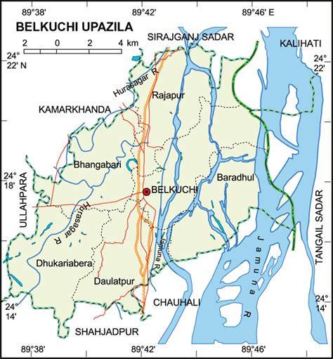 Sirajganj District: Map in Sirajganj District