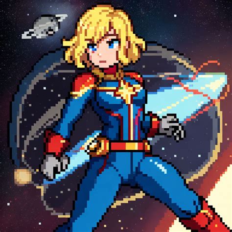 Captain Marvel Pixelart by TastefulAI on DeviantArt