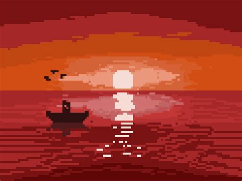 Landscape sunset Pixel Art - Artists&Clients