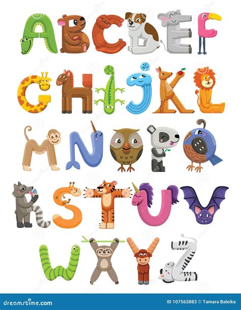 Zoo Alphabet. Animal Alphabet. Letters from a To Z Stock Vector ...