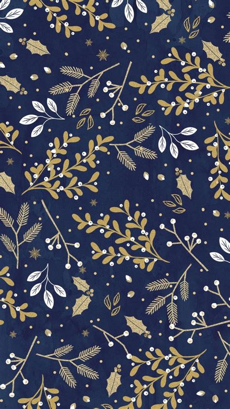 Navy and gold floral pattern | Iphone wallpaper winter, Holiday iphone wallpaper, Winter wallpaper