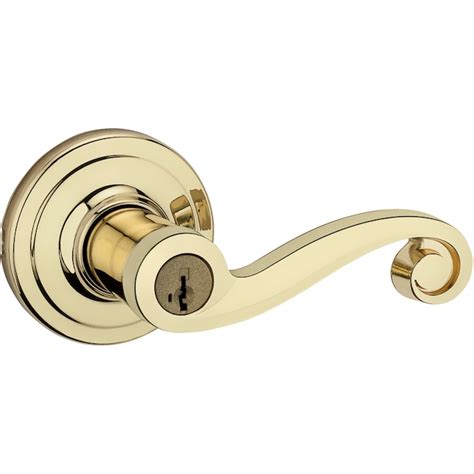 Kwikset Signature Series Lido Polished Brass Smartkey Universal Keyed Entry Door Handle in the ...