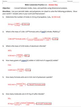 Grams And Particles Conversion Worksheet / Moles Conversion Worksheets Teaching Resources Tpt ...