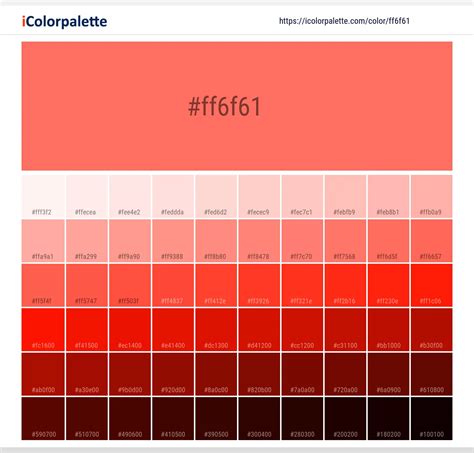 Pantone 16-1546 Tcx Living Coral Color | Hex color Code #FF6F61 information | Hsl | Rgb | Pantone