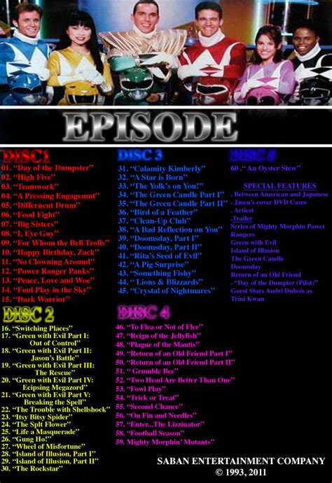 MMPR 1st season booklet Back by CaptainBarringer on DeviantArt