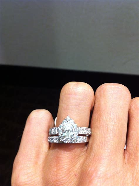 This is the 2 ct white gold pear shape bridal set I tried on at Zales in the Fayette mall of ...