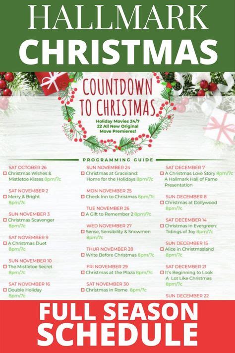 HALLMARK CHANNEL CHRISTMAS SCHEDULE - Full Holiday Schedule. Here is ...