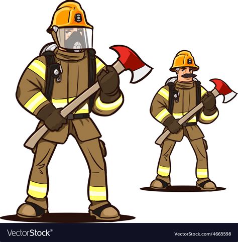 Firefighter with the fire axe Royalty Free Vector Image