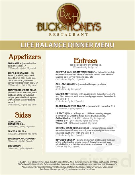 Buck & Honey's - Waunakee menu in Waunakee, Wisconsin, USA