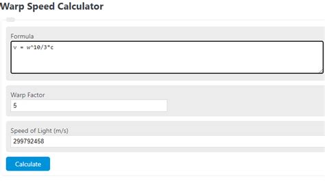 Warp Speed Calculator - Calculator Academy