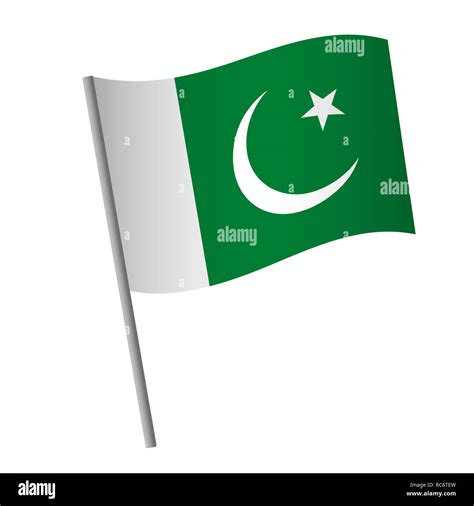 Pakistan flag icon. National flag of Pakistan on a pole illustration ...