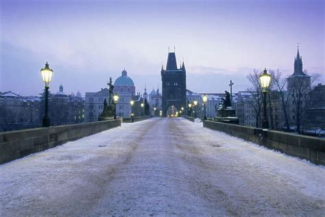 Charles Bridge in winter snow, Prague Our beautiful Wall Art and Photo Gifts include Framed ...