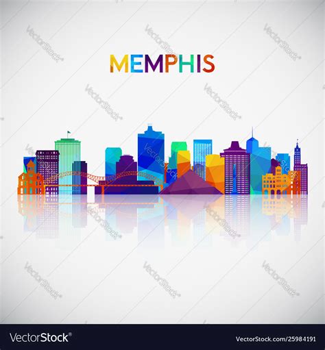 Memphis skyline silhouette in colorful geometric Vector Image