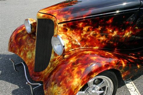 Custom Flames On Cars | 1934 Ford Coupe Street Rod Custom Flame Detail ...