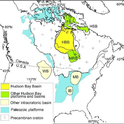 Map showing the extent of the Hudson Bay Basin and adjacent basins.... | Download Scientific Diagram