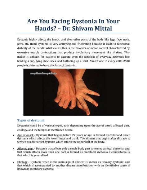 Are You Facing Dystonia In Your Hands? - Dr. Shivam Mittal by Parkinson's Disease Specialist - Issuu