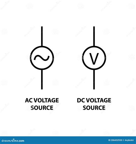 AC Voltage Source and Dc Voltage Source Stock Vector - Illustration of ...