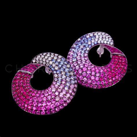 Circle Earrings Pink Sapphire, Diamond CHEP00246 | Charisma Gems