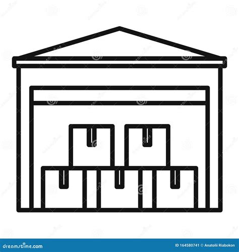 Warehouse Building Icon, Outline Style Stock Vector - Illustration of ...