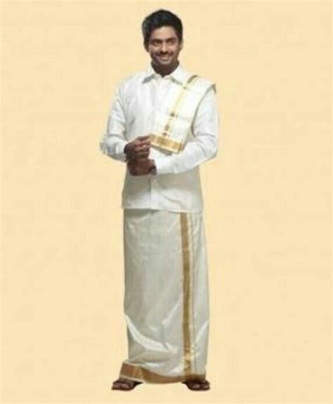 Traditional Karnataka costume. Dhoti Angavastram Silk shirt Silk kurta ...