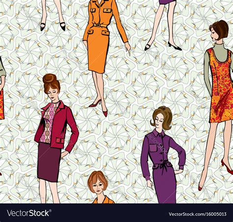 Vintage dressed girl 1960s style retro fashion Vector Image