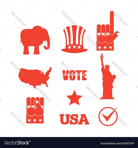 Republican elephant elections icon set symbols Vector Image