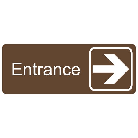 Entrance Right Engraved Sign EGRE-325-SYM-WHTonBrown Enter / Exit