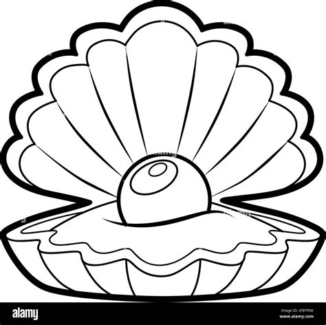 Coloring book or page for kids. shell black and white vector ...