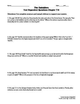 The Outsiders Chapter 7 Worksheet - Thekidsworksheet