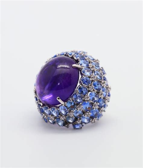 Amethyst and Blue Sapphire Ring – Iroshini Jewellery