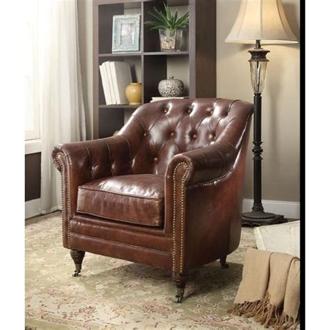 Chair, Vintage Dark Brown TG Leather - Walmart.com - Walmart.com