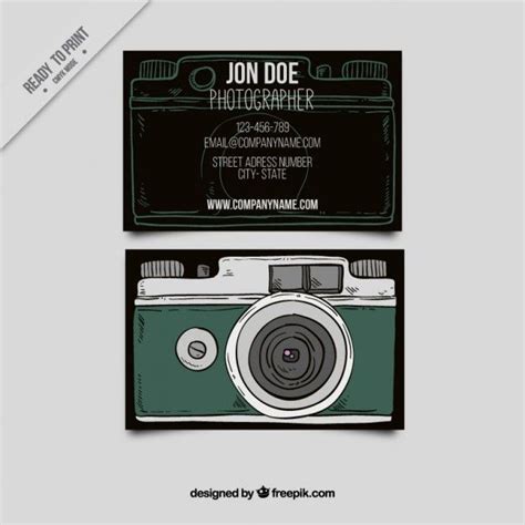 Premium Vector | Card vintage style with a camera illustrated in 2024 | Business card design ...