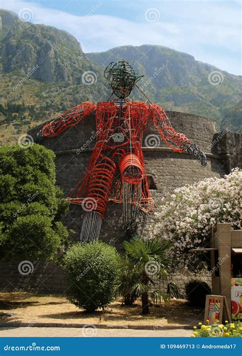 Giant Figure of a Man Mounted on Kampana Tower on the Eve of XXV Kotor Festival of Theatre for ...