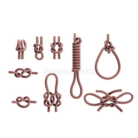 Nine Basic Rope Knot Types on White Stock Illustration - Illustration ...