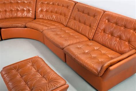 Leather Curved Sectional Sofa Mid-Century Modern, 1970s Dutch Design at 1stDibs