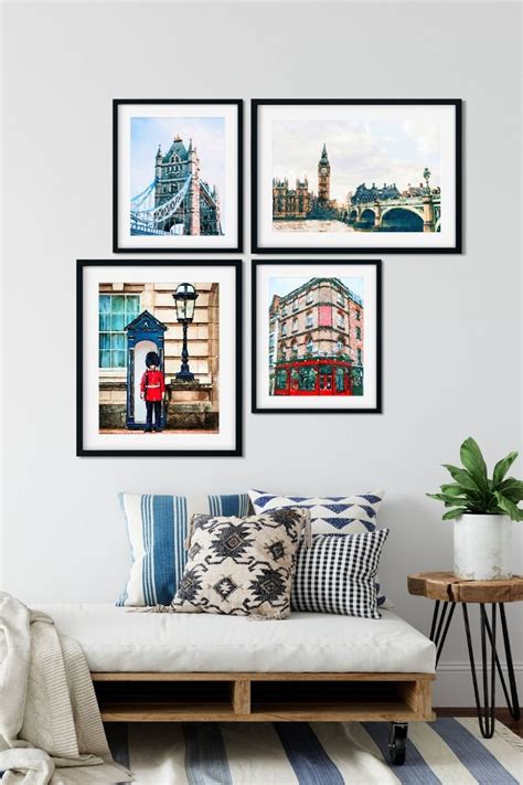 London Wall Art Set of 4 Prints Watercolor London Travel | Etsy