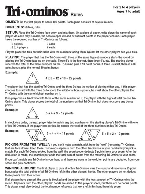 v1 0415 Triominos Rules | PDF | Games Of Mental Skill | Tabletop Games