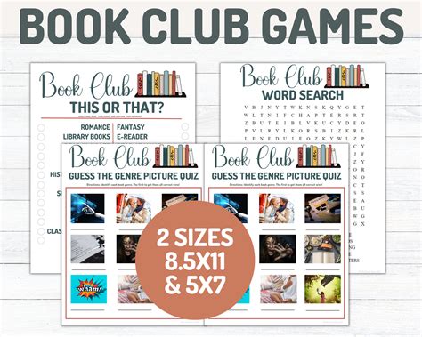 Book Club Game Bundle Printable Party Games Instant - Etsy