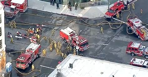 10 firefighters hurt after explosion, fire in downtown Los Angeles