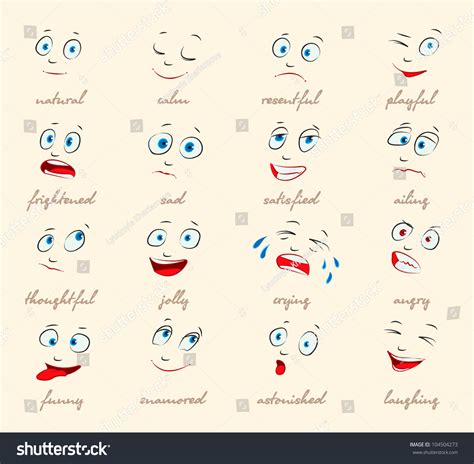 Emotions Cartoon Facial Expressions Set Natural Stock Vector (Royalty Free) 104504273 | Shutterstock