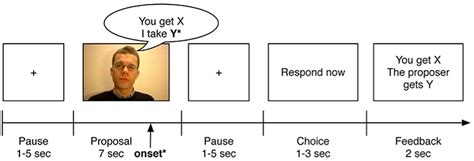 Example of an experimental trial of the Ultimatum Game (picture taken ...