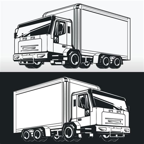 Download Silhouette of Cargo Box Delivery Truck, Stencil Vector Drawing for free | Vector ...